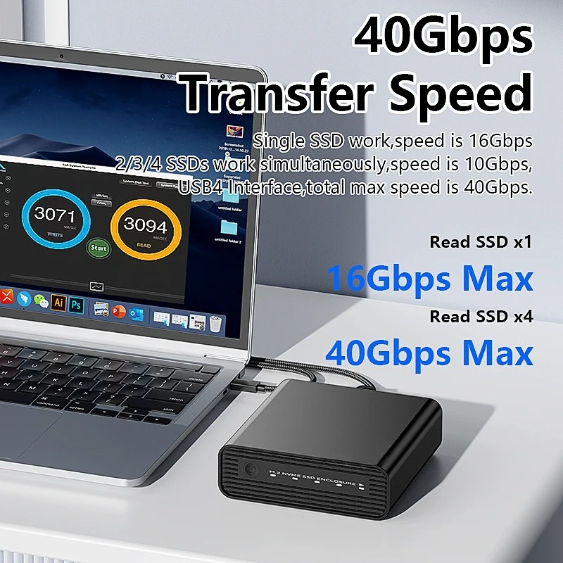 Aluminum M2 4-Bay USB4 Externa - External Nvme Ssd review and price